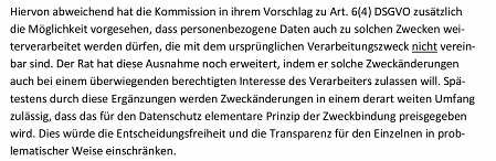 Resolution der deutschen Datenschützer zum Thema Zweckbindung